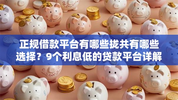 正规借款平台有哪些拢共有哪些选择？9个利息低的贷款平台详解