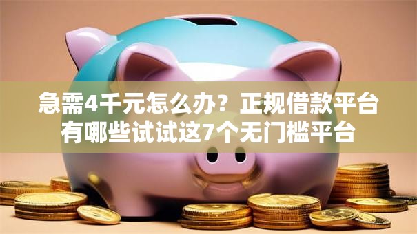 急需4千元怎么办？正规借款平台有哪些试试这7个无门槛平台