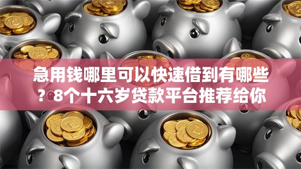 急用钱哪里可以快速借到有哪些？8个十六岁贷款平台推荐给你