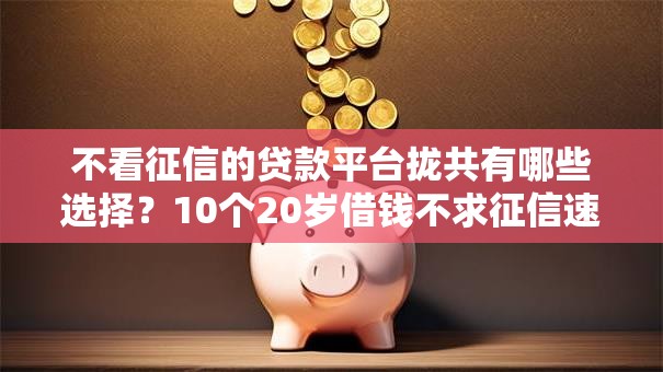 不看征信的贷款平台拢共有哪些选择？10个20岁借钱不求征信速借软件详解