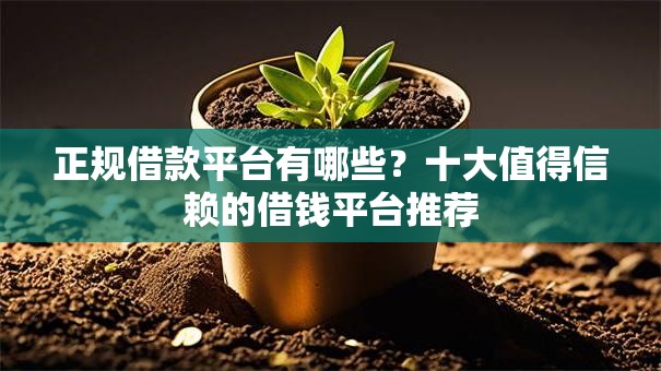 正规借款平台有哪些？十大值得信赖的借钱平台推荐