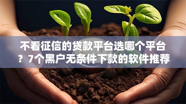 不看征信的贷款平台选哪个平台？7个黑户无条件下款的软件推荐