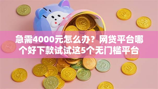 急需4000元怎么办？网贷平台哪个好下款试试这5个无门槛平台