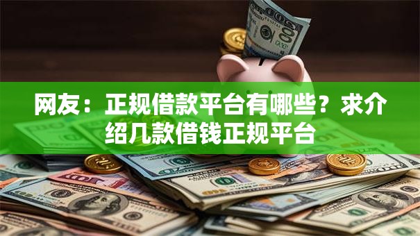 网友：正规借款平台有哪些？求介绍几款借钱正规平台