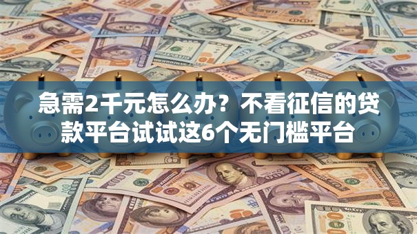 急需2千元怎么办？不看征信的贷款平台试试这6个无门槛平台