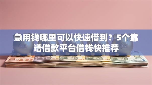 急用钱哪里可以快速借到？5个靠谱借款平台借钱快推荐