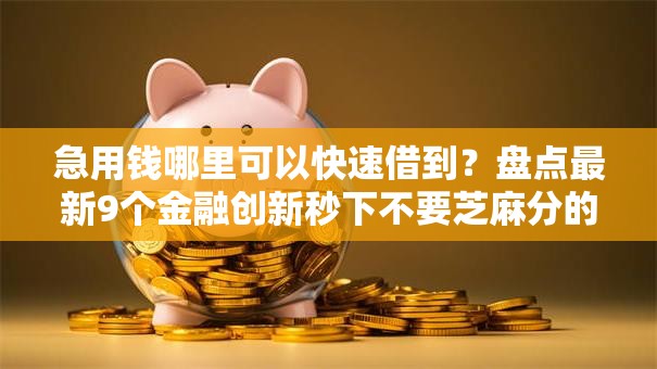急用钱哪里可以快速借到？盘点最新9个金融创新秒下不要芝麻分的平台
