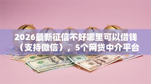 2026最新征信不好哪里可以借钱（支持微信），5个网贷中介平台无私分享