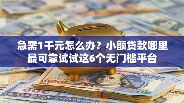 急需1千元怎么办？小额贷款哪里最可靠试试这6个无门槛平台