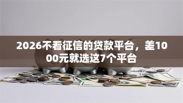 2026不看征信的贷款平台，差1000元就选这7个平台