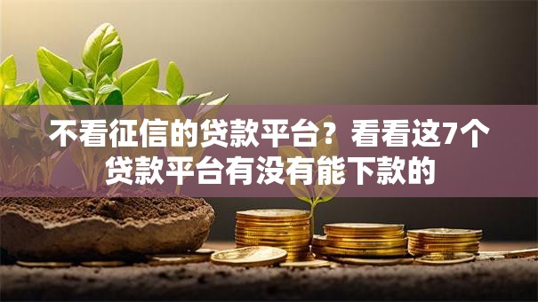 不看征信的贷款平台?看看这7个贷款平台有没有能下款的 不看征信的贷款平台?看看这7个贷款平台有没有能下款的