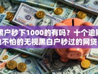黑户秒下1000的有吗？十个逾期也不怕的无视黑白户秒过的网贷口子
