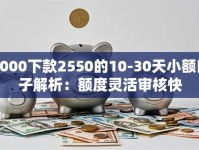 3000下款2550的10-30天小额口子解析：额度灵活审核快