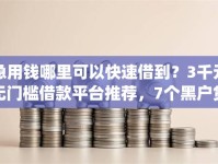 急用钱哪里可以快速借到？3千元无门槛借款平台推荐，7个黑户贷款的口子必下app盘点