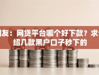 网友：网贷平台哪个好下款？求介绍几款黑户口子秒下的