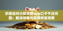 积极应对小额贷款app口子不还问题：解决攻略与信用修复指南