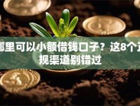 哪里可以小额借钱口子？这8个正规渠道别错过