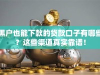 黑户也能下款的贷款口子有哪些？这些渠道真实靠谱！