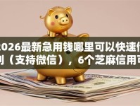 2026最新急用钱哪里可以快速借到（支持微信），6个芝麻信用可以借钱的软件无私分享