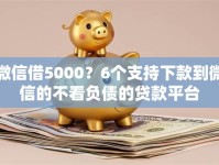 微信借5000？6个支持下款到微信的不看负债的贷款平台