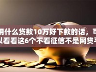 用什么贷款10万好下款的话，可以看看这6个不看征信不是网贷平台