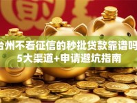 台州不看征信的秒批贷款靠谱吗？5大渠道+申请避坑指南