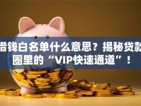 借钱白名单什么意思？揭秘贷款圈里的“VIP快速通道”！