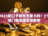 2025新口子放水力度大吗？5个低门槛渠道实测解析