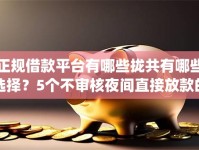 正规借款平台有哪些拢共有哪些选择？5个不审核夜间直接放款的网贷app详解