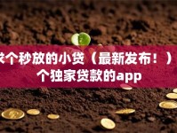 求个秒放的小贷（最新发布！）9个独家贷款的app