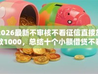 2026最新不审核不看征信直接放款1000，总结十个小额借贷不看征信的平台！