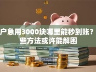 黑户急用3000块哪里能秒到账？这些方法或许能解困