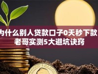 为什么别人贷款口子0天秒下款？老哥实测5大避坑诀窍