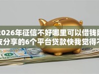 2026年征信不好哪里可以借钱网友分享的6个平台贷款快我觉得不错！