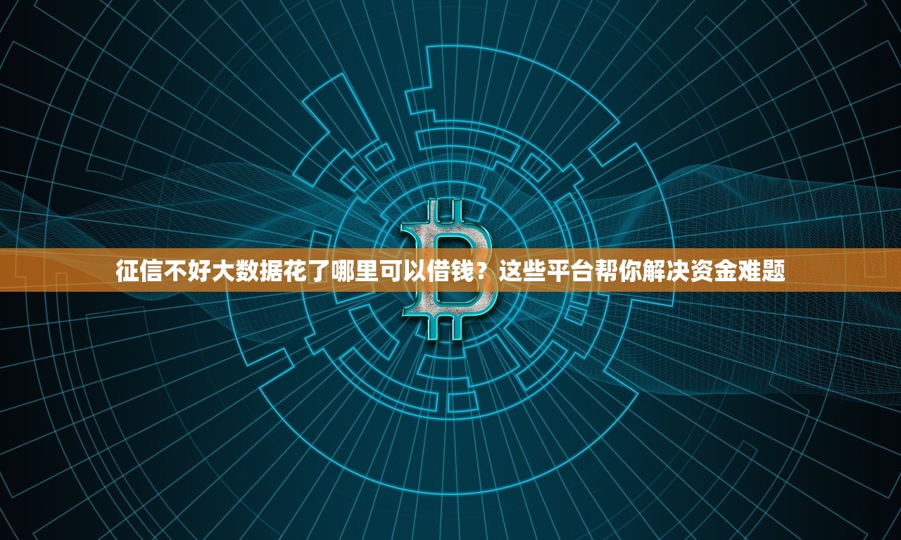 征信不好大数据花了哪里可以借钱？这些平台帮你解决资金难题