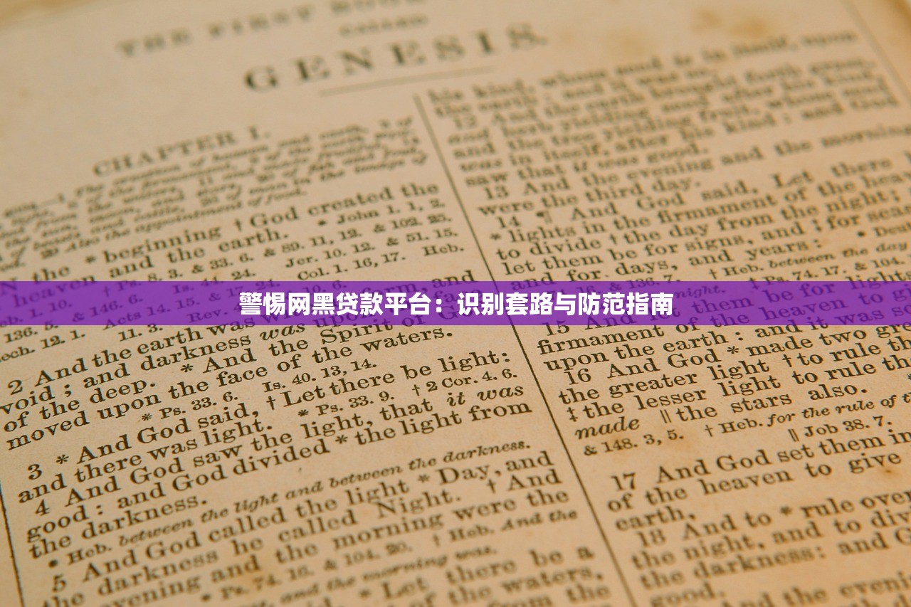 警惕网黑贷款平台：识别套路与防范指南