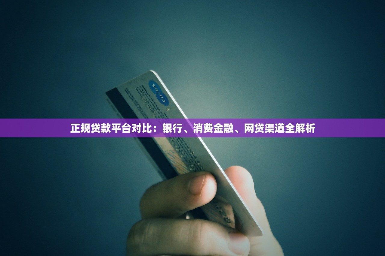 正规贷款平台对比：银行、消费金融、网贷渠道全解析