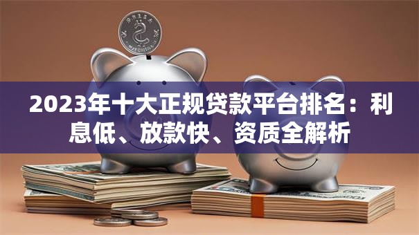 2023年十大正规贷款平台排名：利息低、放款快、资质全解析