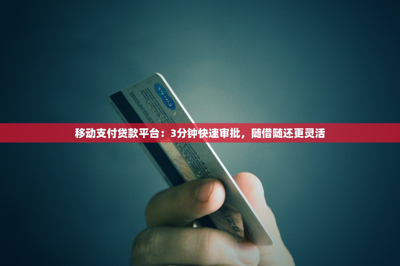 移动支付贷款平台:3分钟快速审批,随借随还更灵活 移动支付贷款平台:3分钟快速审批,随借随还更灵活