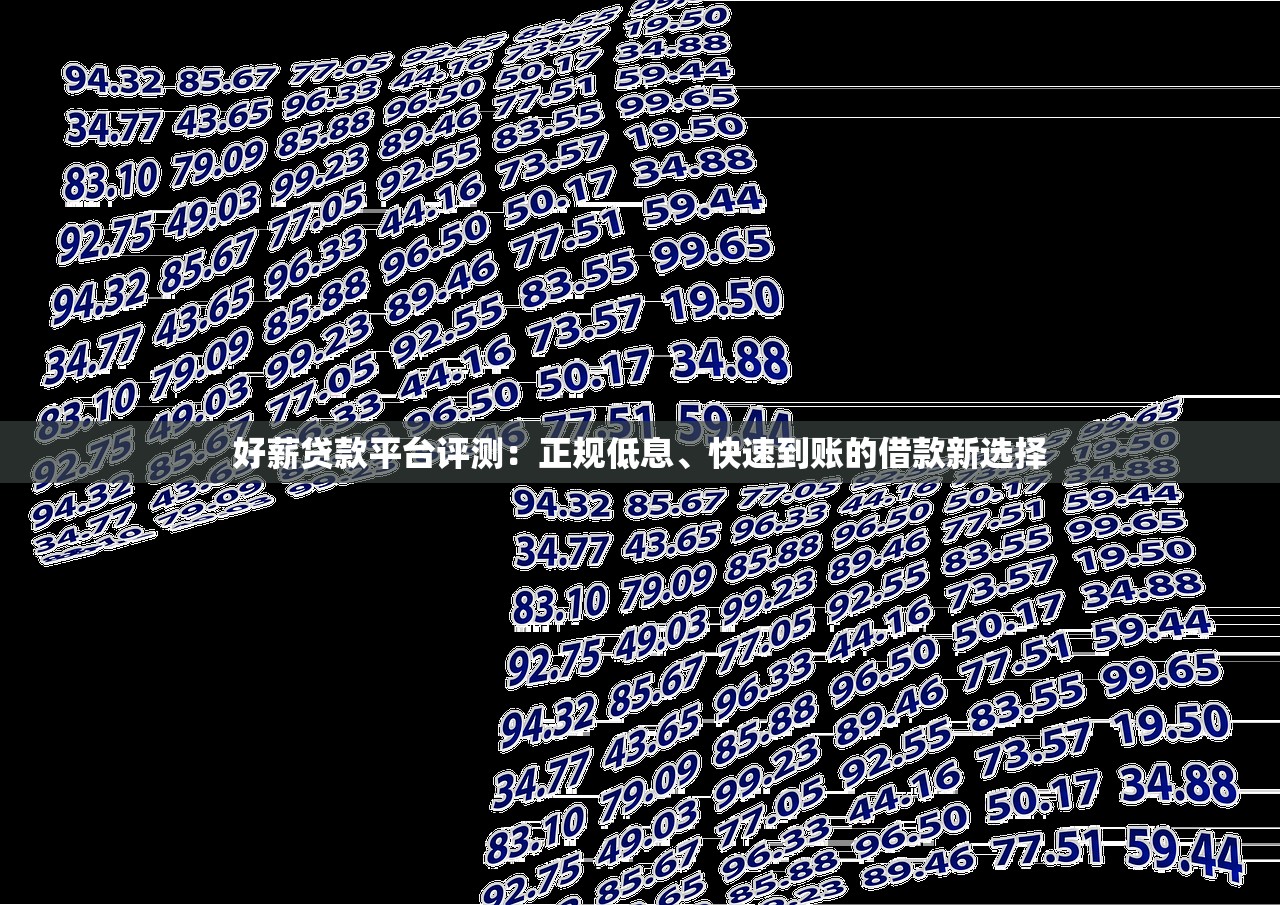 好薪贷款平台评测：正规低息、快速到账的借款新选择