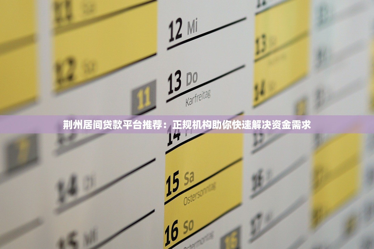 荆州居间贷款平台推荐：正规机构助你快速解决资金需求