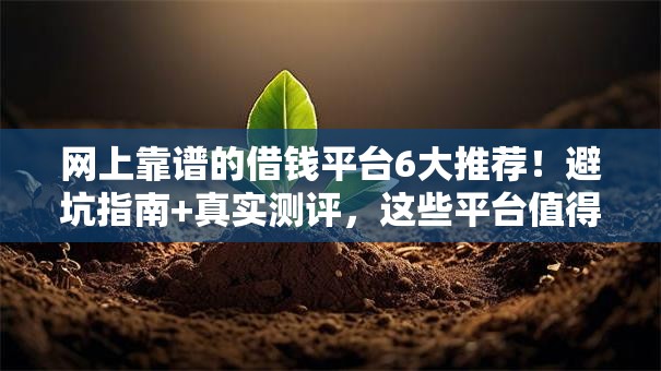 网上靠谱的借钱平台6大推荐！避坑指南+真实测评，这些平台值得一试