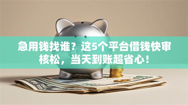 急用钱找谁？这5个平台借钱快审核松，当天到账超省心！