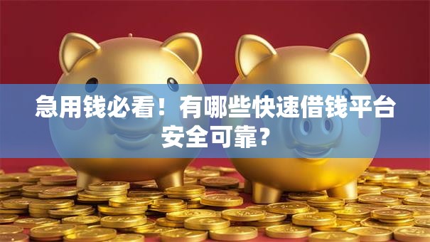 急用钱必看！有哪些快速借钱平台安全可靠？