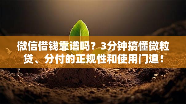 微信借钱靠谱吗?3分钟搞懂微粒贷、分付的正规性和使用门道! 微信借钱靠谱吗?3分钟搞懂微粒贷、分付的正规性和使用门道!