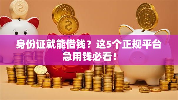 身份证就能借钱?这5个正规平台急用钱必看! 身份证就能借钱?这5个正规平台急用钱必看!