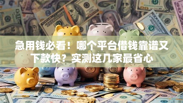 急用钱必看！哪个平台借钱靠谱又下款快？实测这几家最省心