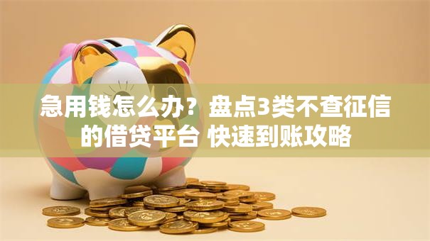 急用钱怎么办？盘点3类不查征信的借贷平台 快速到账攻略