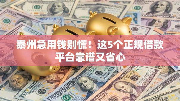 泰州急用钱别慌！这5个正规借款平台靠谱又省心
