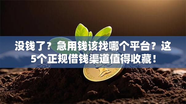 没钱了？急用钱该找哪个平台？这5个正规借钱渠道值得收藏！